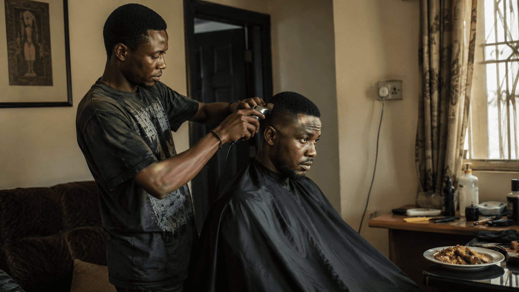 Lagos barber at work